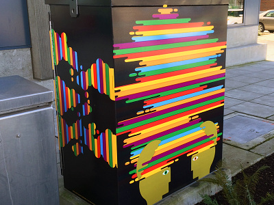 SLU Signal Box- Amazon Expressions cubicles expressions mind expansion public art rainbow seattle signal box trippy urban art vinyl wrap