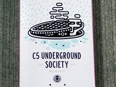 C5 Underground Society branding enamel pin illustration seattle skate deck skateboard tshirt underground society vector