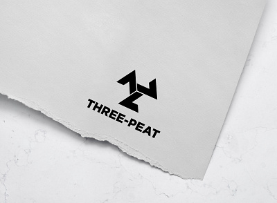 THREE PEAT branding flat icon logo design minimal vector