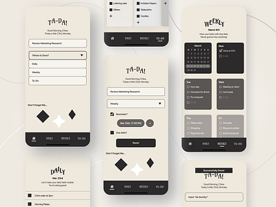 To-do App: "Ta-Da!" UI Design adobe adobexd app appdesign appui branding design designinspiration figma graphicedesign mobiledesign mobileui productdesign prototype todo ui ui design uiux ux webdesign