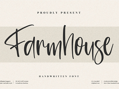 Farmhouse - Beautiful Handwritten Font 3d animation app branding design graphic design icon illustration logo motion graphics typography ui ux vector