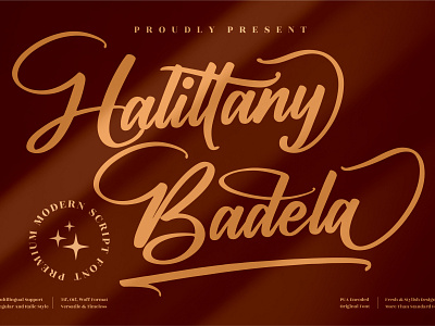 Halittany Badela - Modern Calligraphy Font 3d animation app branding design graphic design icon illustration logo motion graphics typography ui ux vector