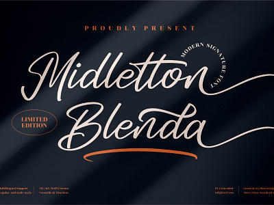 Midletton Blenda - Modern Signature Font 3d animation app branding design graphic design icon illustration logo motion graphics typography ui ux vector