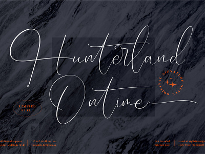 Hunterland Ontime - Stylish Signature Font 3d animation app branding design graphic design icon illustration logo motion graphics typography ui ux vector