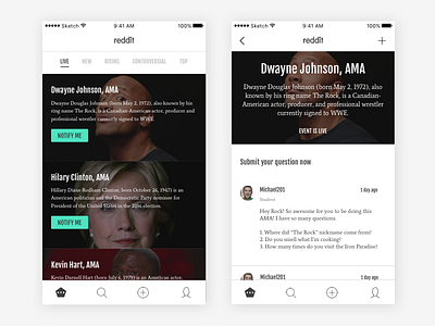 Reddit AMA iOS App Concept - Home by Leury Hidalgo on Dribbble