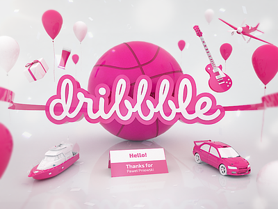 Hello! Dribbbler :) 3d artwork ball debut dribbble dribbbler first shot hello invitation thanks welcome