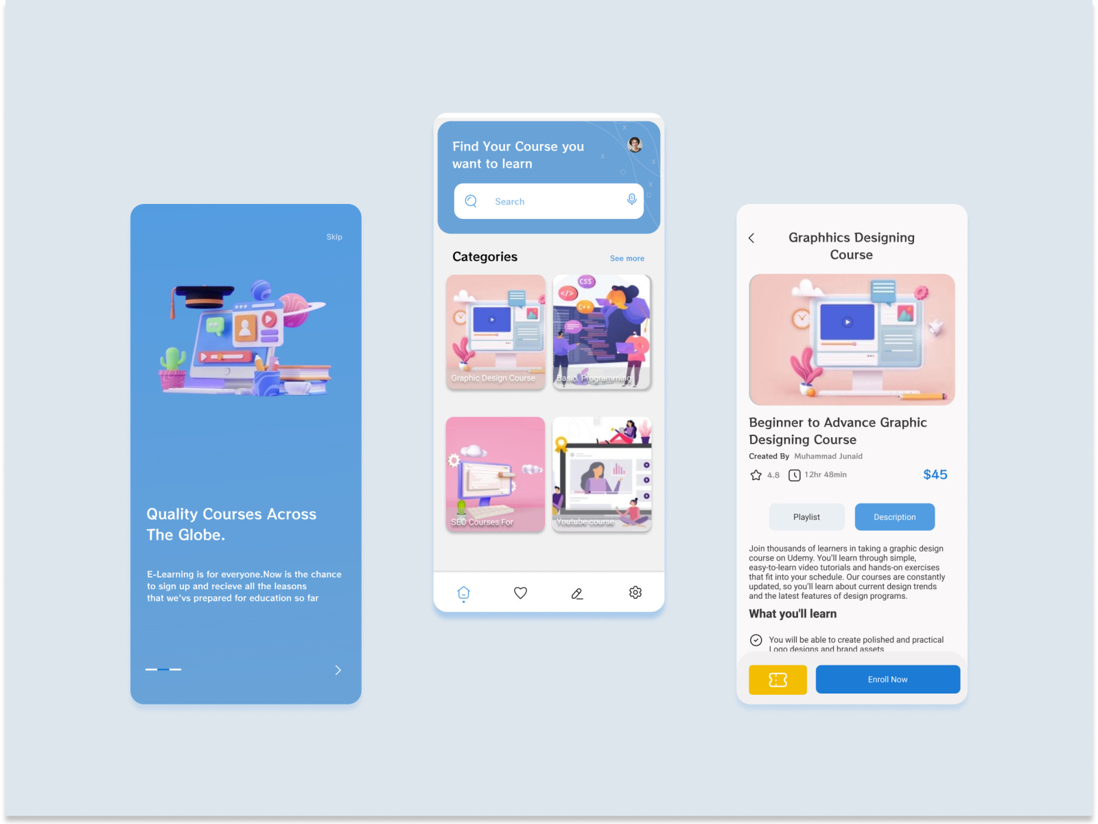 E-Learning App UI by Raza Ali on Dribbble