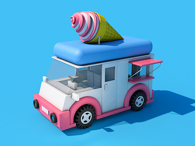 Ice Cream Car（color） 3d car cinema4d cream ice illustration