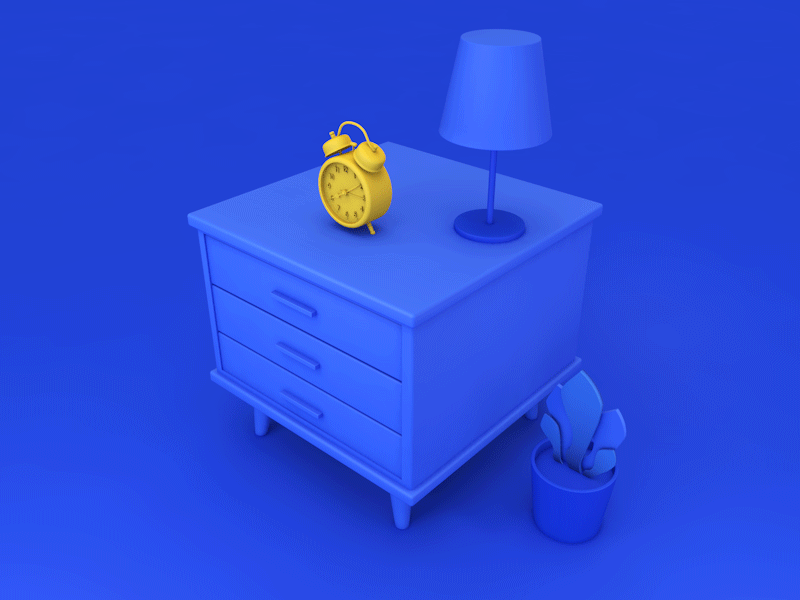 My morning 3d alarm clock animation c4d drawer potted plants table