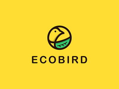 ecobird animal bird branding design flat icon illustration leaf logo logo designers logo designs logotype typography