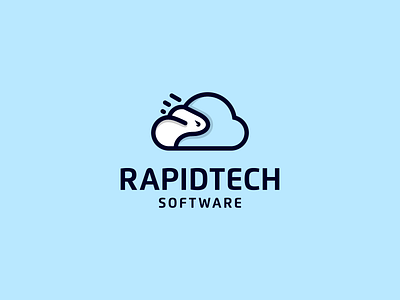 rapidtech animal branding cloud design flat icon illustration logo logo combination logo designers logo designs rabbit technology typography