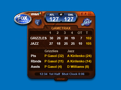 MSN Basketball basketball interface sports widget