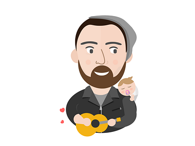 Dave the new daddy avatar beard characters dude face guitar illustration