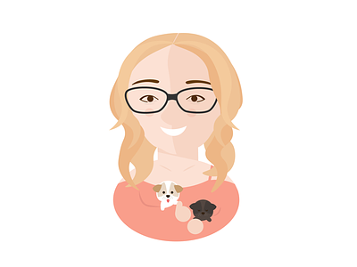 Becca the puppy owner avatar characters face girl glasses illustration wavy hair
