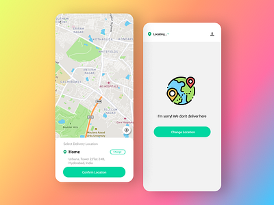 Location Selection of a delivery app app design graphic design illustration illustrator minimal typography ui ux vector