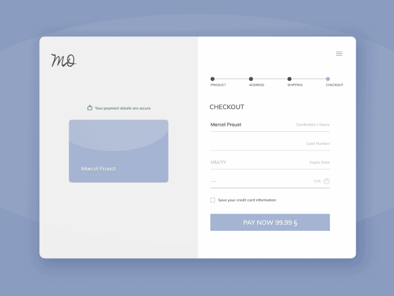 Daily UI 002 - Credit Card Checkout