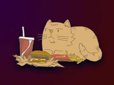 The Fat Cat cat chips coke donalds fat fries hamburger mc mcdonalds persian soda