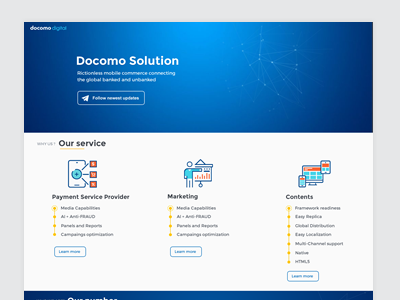 Docomo showcase site proposal about page icons onepage site ui ux website