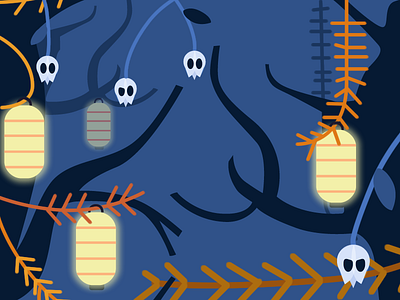 Skulls Land app background graphics illustration ios lantern lights night plant skulls three ui