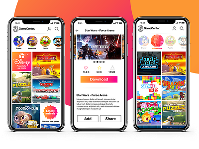 Games app, Mobile ui