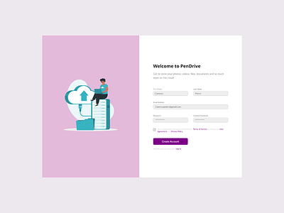 A Sign Up Page landing page ui design