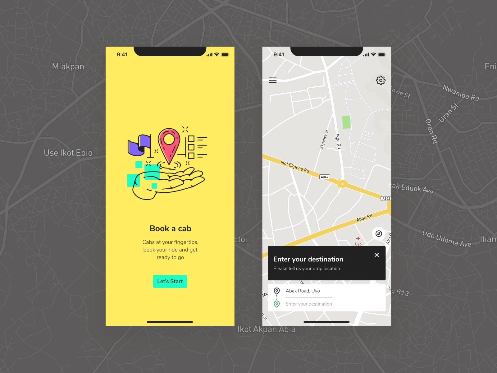 Cab Driving App UI by Alexis Abakasanga on Dribbble