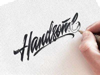 Handsome sketch lettering logotype process sketch