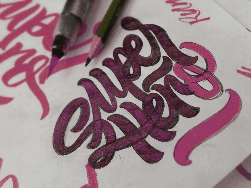 Super Hero lettering brushpen calligraphy font lettering logotype pencil sketch type typography vector