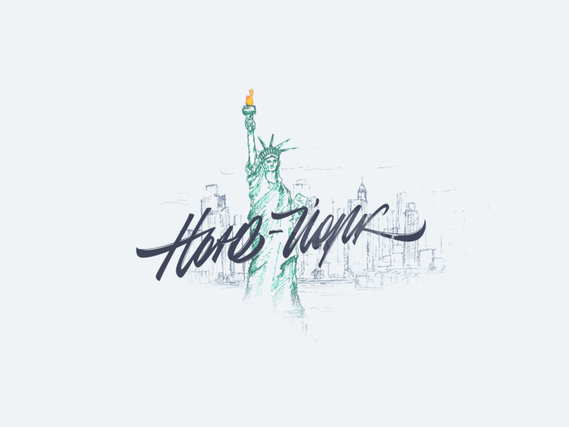 New York Sticker animation calligraphy cyrillic lettering motion design sketch