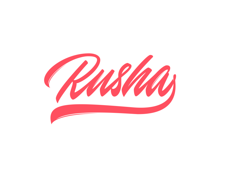 Rusha calligraphy cyrillic lettering sticker