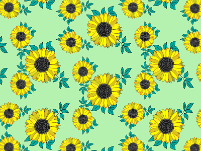 sunflower pattern illustration typography