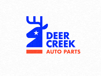 Deer Creek Auto Parts - Logo animal auto parts ben stafford bold branding deer deer creek design geometric illustration logo logomark mark mechanic patriotic strong usa