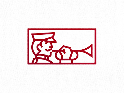 Reveille ben stafford bugle illustration line art logo mark military reveille texture thick lines trumpet