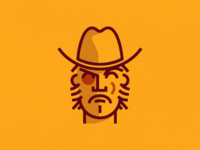 High Noon black eye cowboy hat illustration monoline texture western