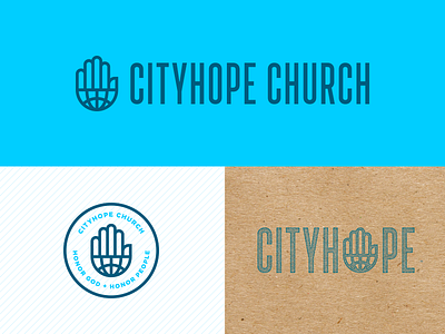 CityHope Church ben stafford church cityhope globe hand honor logo serving stamp