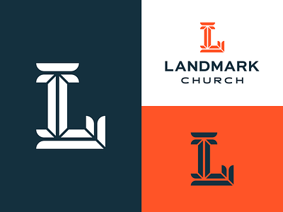 Landmark beveled church landmark letter l logo mark