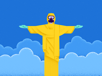 Trouble in Paradise bacteria christ the redeemer cristo redentor espn gas mask hazmat suit illustration olympics rio statue toxic zika