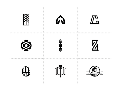 Logo Marks - Vol.1: Black on White ben stafford church logo community dna hand icon logo logo collection mark publishing tree z