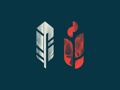 Feather + Flame feather fire flame geometric icon illustration simple