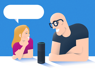 "Alexa, upload my Dribbble shot." alexa amazon chat daughter experience father illustration speaker voice