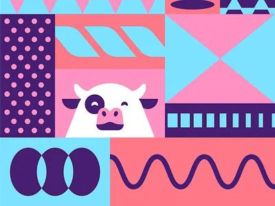 Organizing Chaos app branding cow focus lab geometric illustration mascot organized pattern remember to do