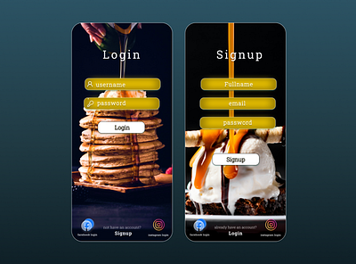 Login/Signup Page food login signup uiux