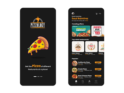 Pizzology App UI app branding design minimal ui ui design uiux ux