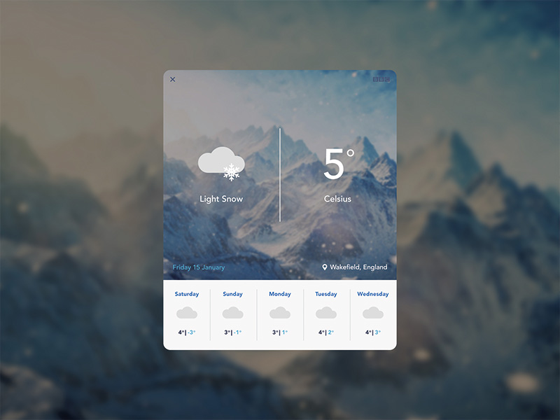 Weather UI by Mike Ogle on Dribbble