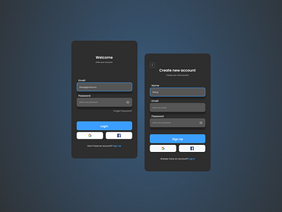 Login and Sign Up Screens