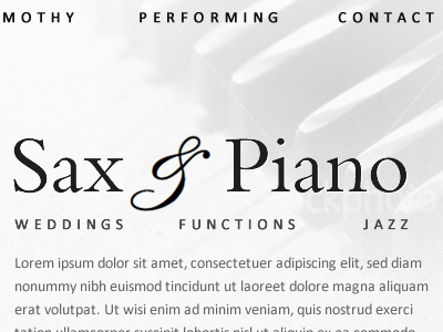 Musician's website black bw music typography white
