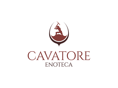 Enoteca Cavatore Logo brand design illustrator logo modern logo red wine winery