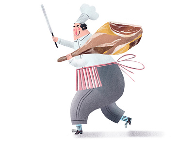 Butcher character character design chef table illustration procreate web
