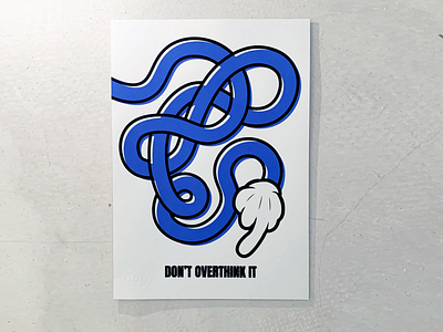 'Don't Overthink It' A3 Screen Print - DNA Exclusive 1930 1930s 1930s cartoon arm art cartoon choice diamond dust glove hand micky mouse norwich over think overthink overthinking print screen print tangled urban art wall art