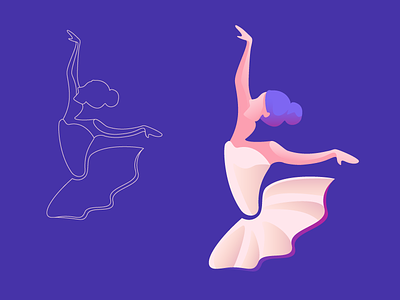 Ballerina ballet dance dancer female girl gradient illustration illustrations line person shadow women